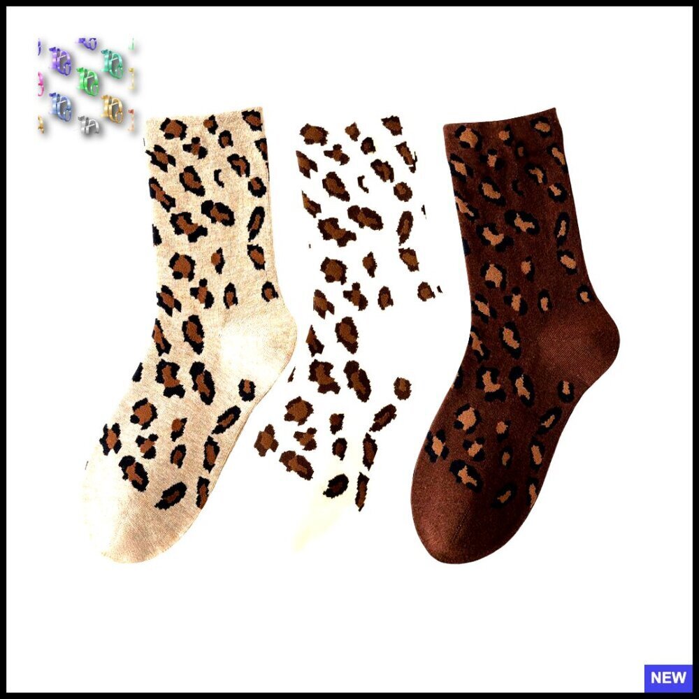 Leopard Print Crew Socks Animal Print Cotton Blend Fashion Y2K Chic